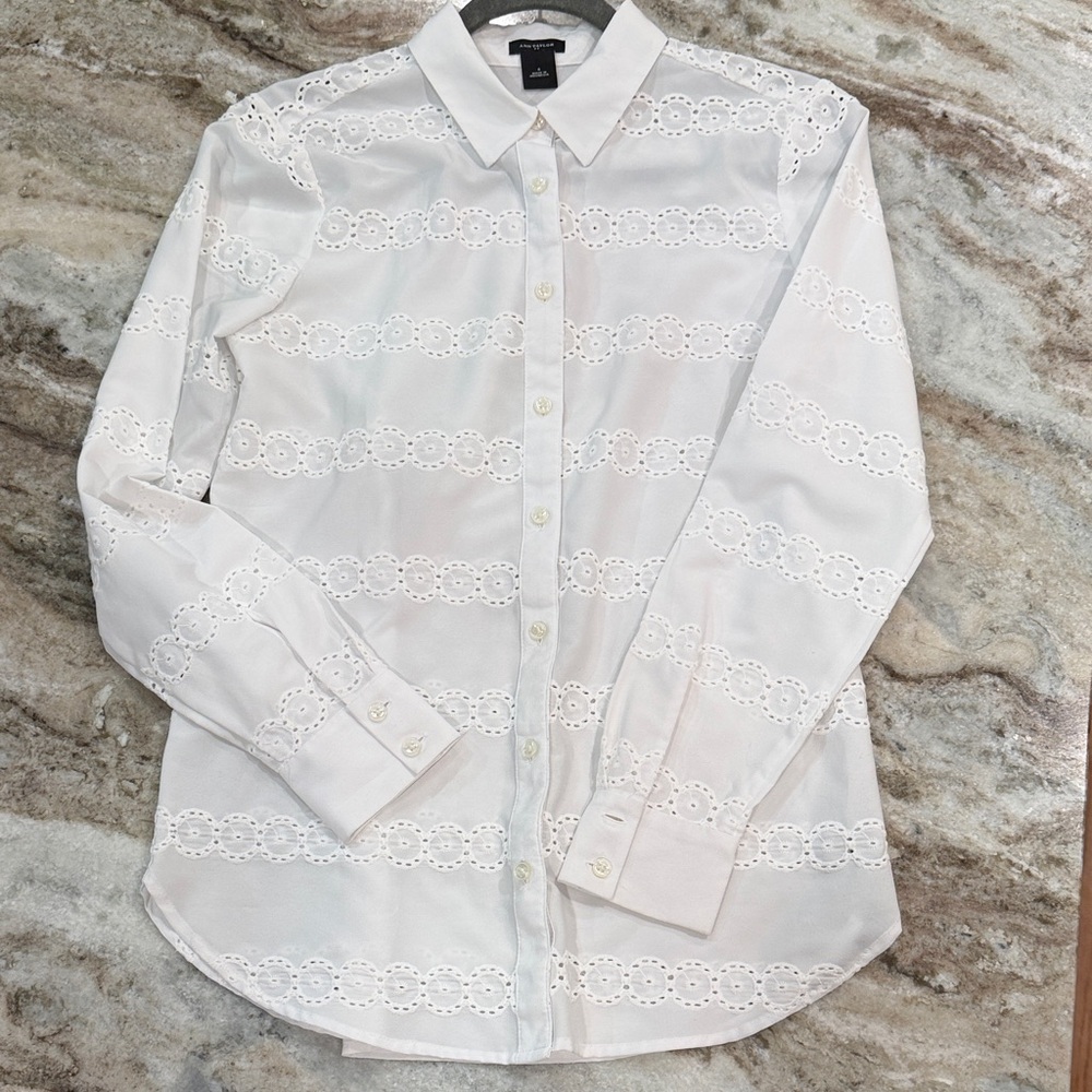 Ann Taylor White Eyelet Blouse
